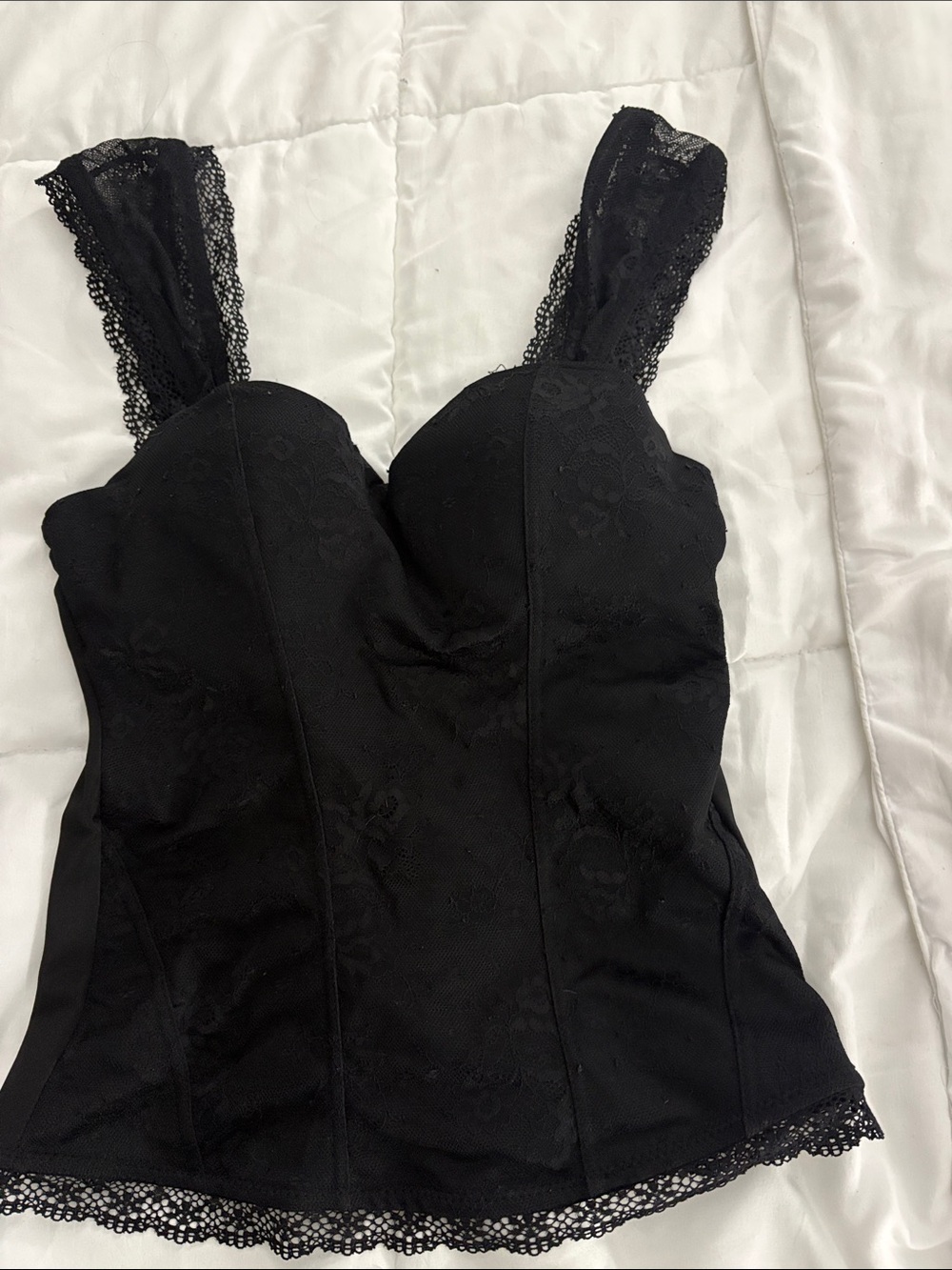 Spirit Black Lace Bustier Camisole with Lace Straps
